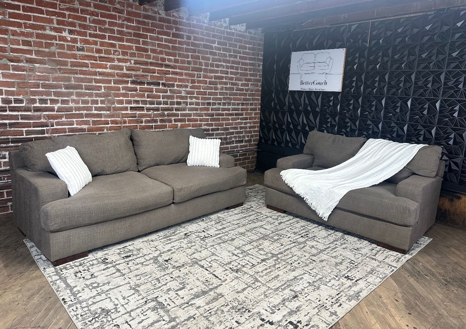 Delivery Available Brown oversized sofa loveseat couch set