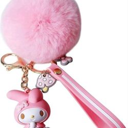 NEW! Kawaii Hello Kitty Pom Pom Fuzzy Wristlet KeyChains (4 colors/characters available, $5 each)