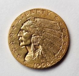 1908 $2.50 Indian Head Quarter Eagle Gold US Coin 2 1/2 Dollars