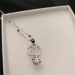 silver CC moissanite necklace
