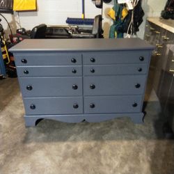 Wood dresser painted smoke blue 32 high 48 wide 18 deep