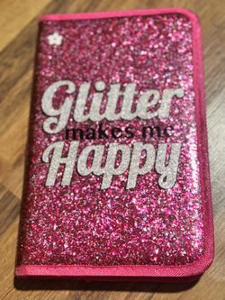 Glitter makes me happy pink notebook