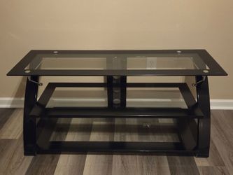 Tv Stand Z Shaped Black w/Tempered Glass