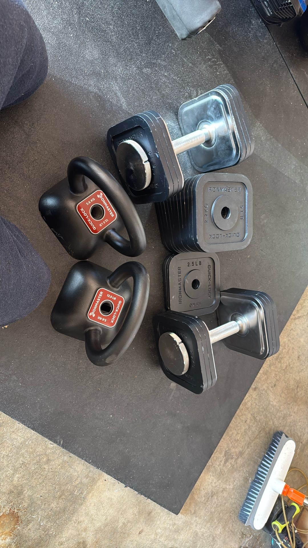 75lb Set Ironmaster Adjustable Dumbbells And kettlebell Set