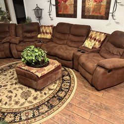 Stylish Sectional,Recliner, And Ottoman Set 