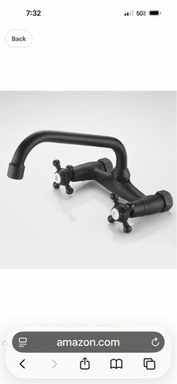2-Handle Wall Mount Kitchen Sink Faucet, Matte Black K13 bl $40