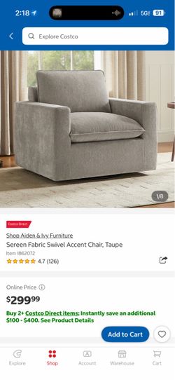2 Sereen Fabric Swivel Accent Chair, Taupe $500 x 2 o $250 EA BRAND NEW