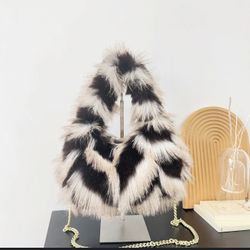 Zebra faux fur Shoulder Bag
