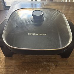 Elite Gourmet EG6201 Extra Deep 12"x12"x3.2" (7.5Qt.) Scratch Resistant Dishwasher Safe, Non-stick Electric Skillet with Glass Vented Lid, Adjustable 
