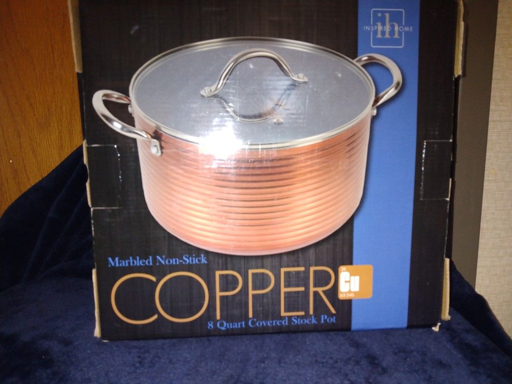 BRAND NEW Copper 8Qt Covered Stock Pot