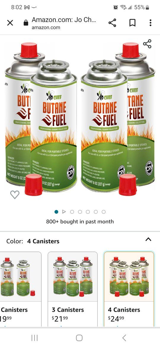 5 cans of new unused Butane Fuel