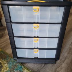 Portable Small Plastic Storage Container W/flip Out Bins