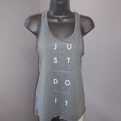 Nike Dri-Fit Womens Tank Top XS Gray Just Do It Graphic Racer Back Activewear 
100% polyester 
