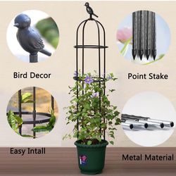 Garden Trellis for Climbing Plants Outdoor, Metal Plant Trellis with PE Coated, Rustproof Plant Support for Flowers Vegetable Vine, Tomato cage for Po