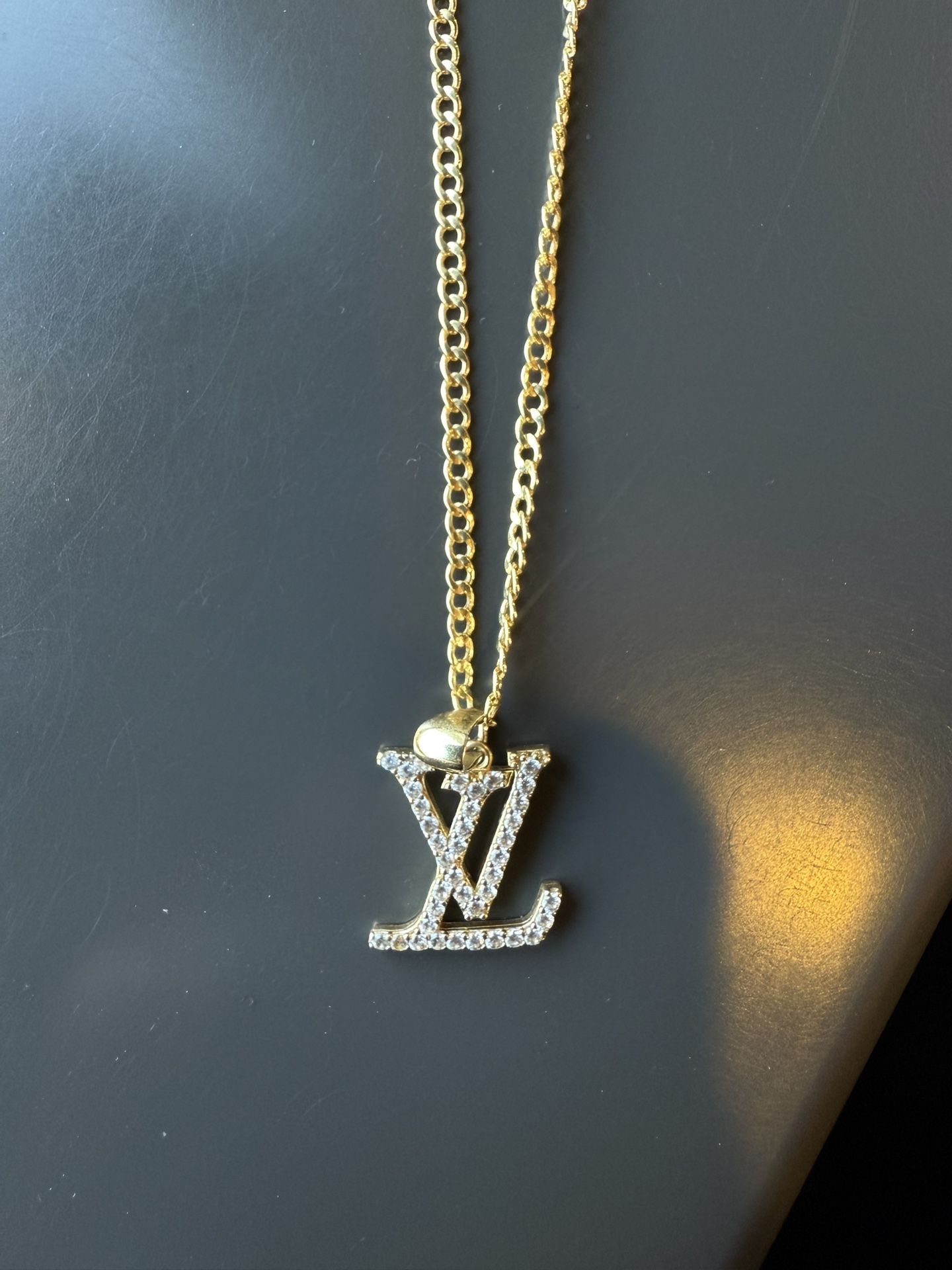 Gold Chain W LV Pendant