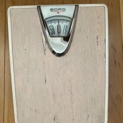 Mid Century Pink Borg Weight Scale