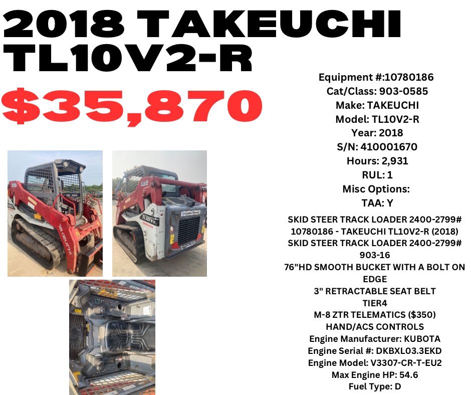 2018 TAKEUCHI TL10V2-R (2018) Skid Steer Track Loader