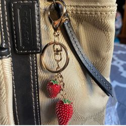 Bag Charm Strawberry Resin Keychain NWT