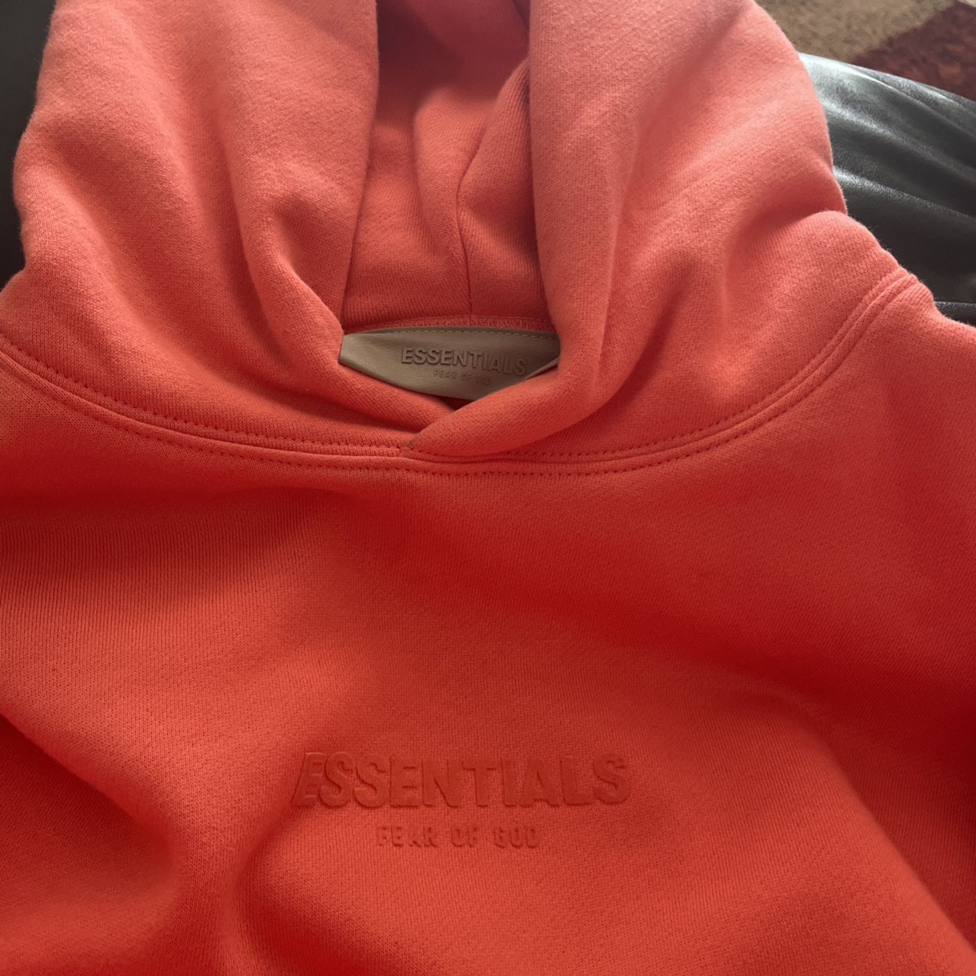 coral pink essential hoodie 