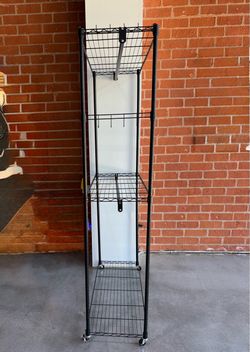 Black Heavy Duty 3 Tier Adjustable Garment Rack with Side Hooks & Locking Wheels