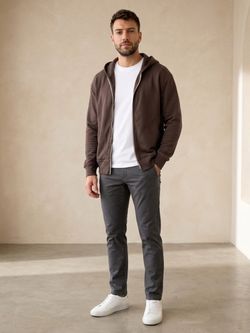 AG Hoodie Size M - Brown / True Navy 100% Cotton Zip-Up - Women's M