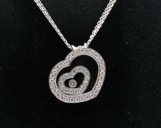 Chopard Happy Spirit Diamond Double Heart Necklace 18K White Gold 750