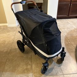 ONLY $85:  4 Wheel Foldable Dog Stroller for 2 Dogs with Storage Pocket Suitable for Pets Up to 80LB