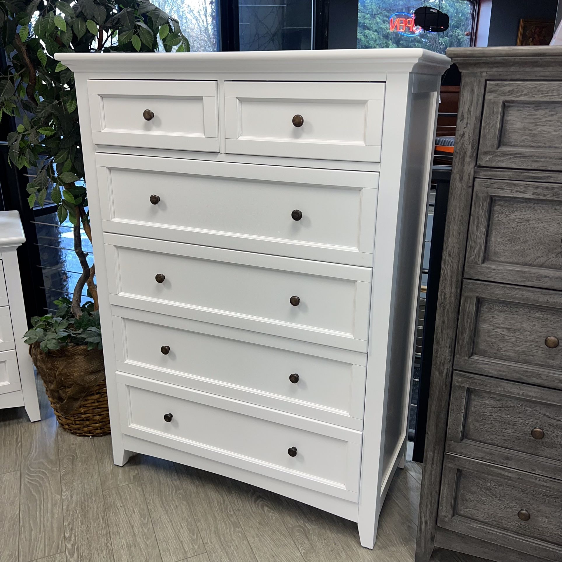 White Solid Wood Hi Chest Tall Dresser - New Traditions Collection 