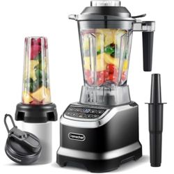 AMZCHEF Professional Blender for Smoothies,4 Functions,1800W Smoothie Blender,63 Oz Pitcher/20-Oz To-go Cup，Ice and Frozen Fruit,Self-Cleaning,High Sp