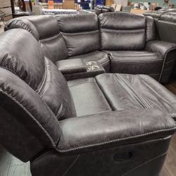 New 6pc Sectional Sofa With 2 Manuel Recliners