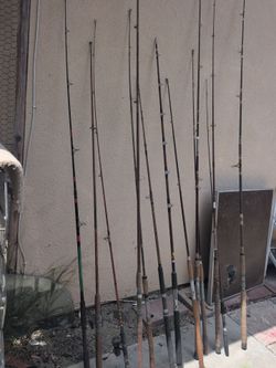 13 vintage bamboo fishing poles