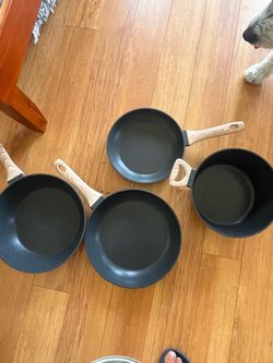 Nonstick Frying Pan Set with Wood Handles