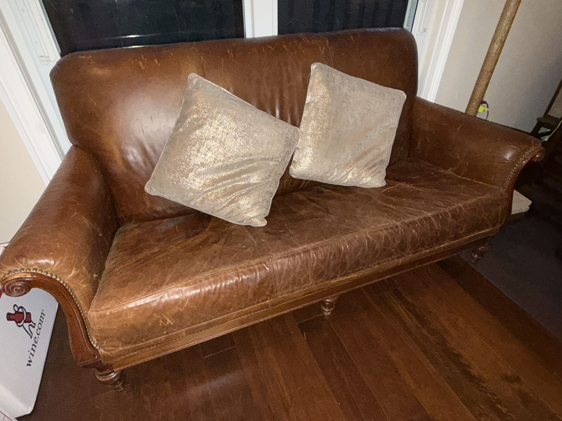 Sofa Classic Brown Leather 71” W x 36” T