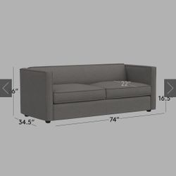 FREE DELIVERY Club 74" Grey Fabric 2-Seat Sofa

