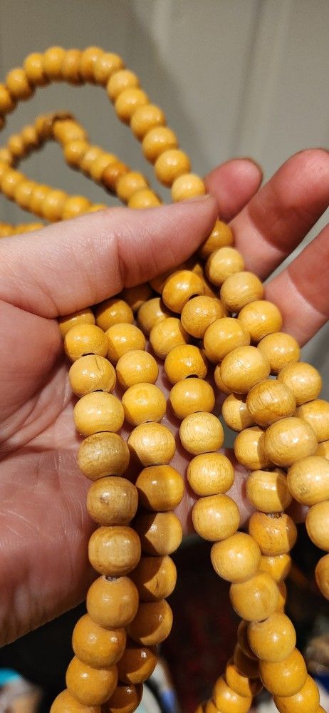 Long Strand Of Wooden Beads