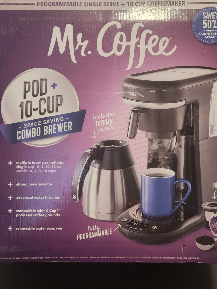 Mr. Coffee Single Serve + 10 Cup Coffee Maker NIB