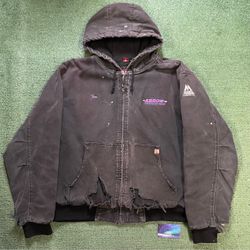 Vintage Dri-Duck black hooded distressed jacke
