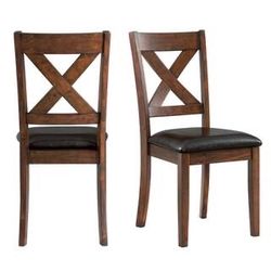 SY - Alexa Cherry Faux Leather X-Back Dining Chair (Set of 4)