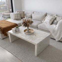 Bernhardt Modular Sofa Love Seat 3 Seater or L-shaped Couch Sectional Sofa with Oversized Ottoman, Feather Pillows, Throws Included