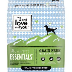 I and love and you" Naked Essentials Dry Dog Food, Lamb and Bison Recipe, Grain Free, Real Meat,