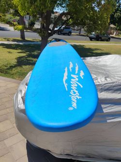 8 ft soft top weather storm surfboard good condition with leash