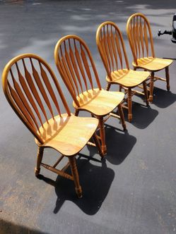 4 Solid oak dining room table chairs 18 inch