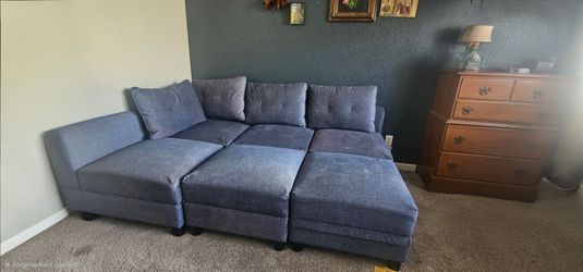 Blue Sectional with storage