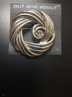 Out and About Circle Pin With Rhinestone