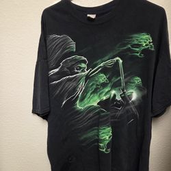 Vintage Rare AOP Skeleton Motorcycle Grim Reaper T Shirt 2XL 2TG 2EG