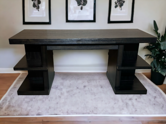 ROWE Mirage Almost Black Office Desk w/ Side Shelves