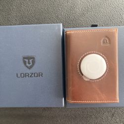 Lorzor Air Tag Wallet Brown Leather Minimalist Apple Air Tag Holder