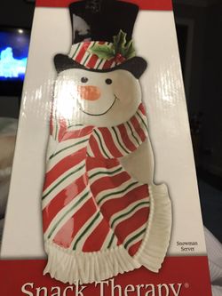 Brand new snowman snack plate