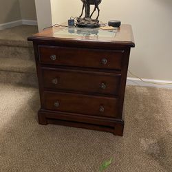 Antique Table With Glass Top