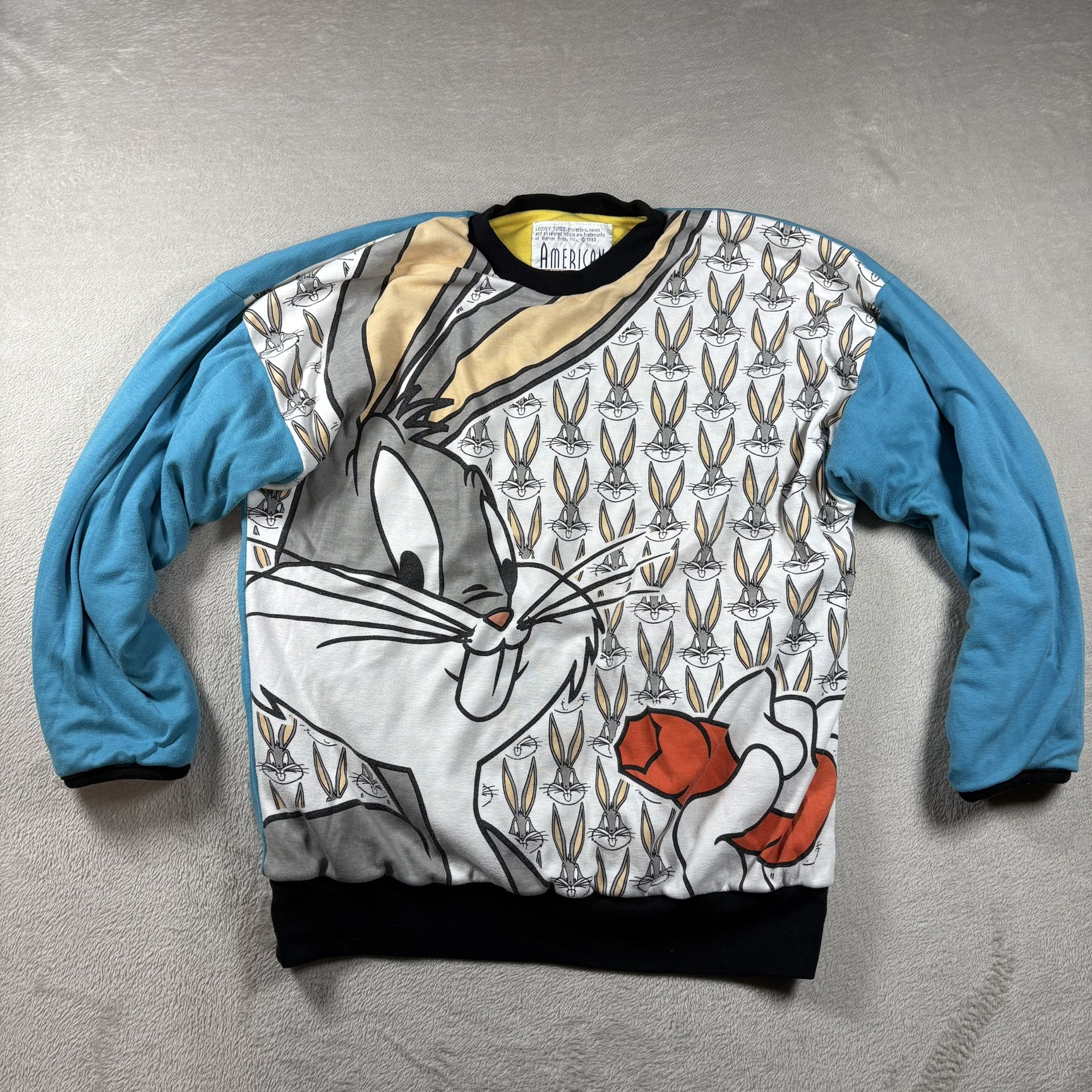 Vintage Looney Tunes Sweatshirt Reversible Men’s M Bugs Bunny Daffy Duck #3447